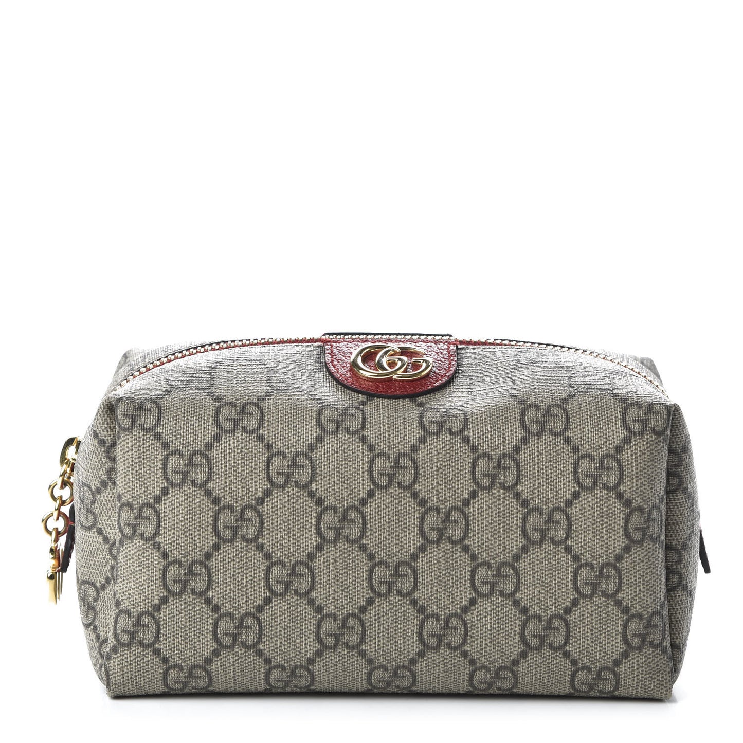 Soft GG Supreme Monogram Calfskin Medium Ophidia Cosmetic Case Beige Ebony Hibiscus Red