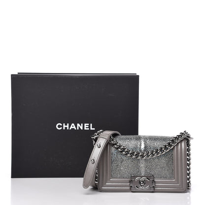 Chanel Galuchat Stingray Small Boy Flap Silver 10 of 10