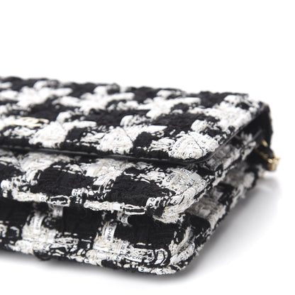 Chanel Tweed Quilted Wallet On Chain WOC Black Ecru White 10 of 12