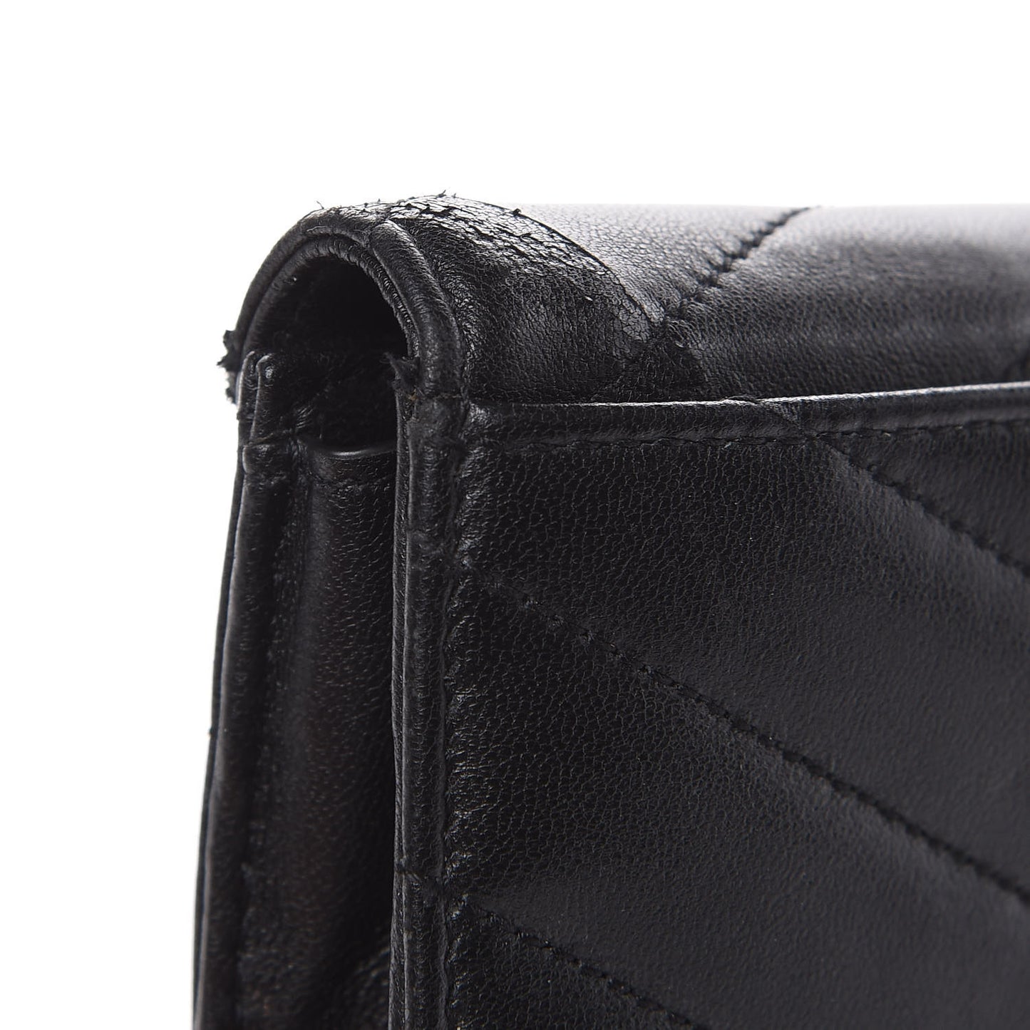 Lambskin Y Quilted Monogram Small Loulou Envelope Wallet Black