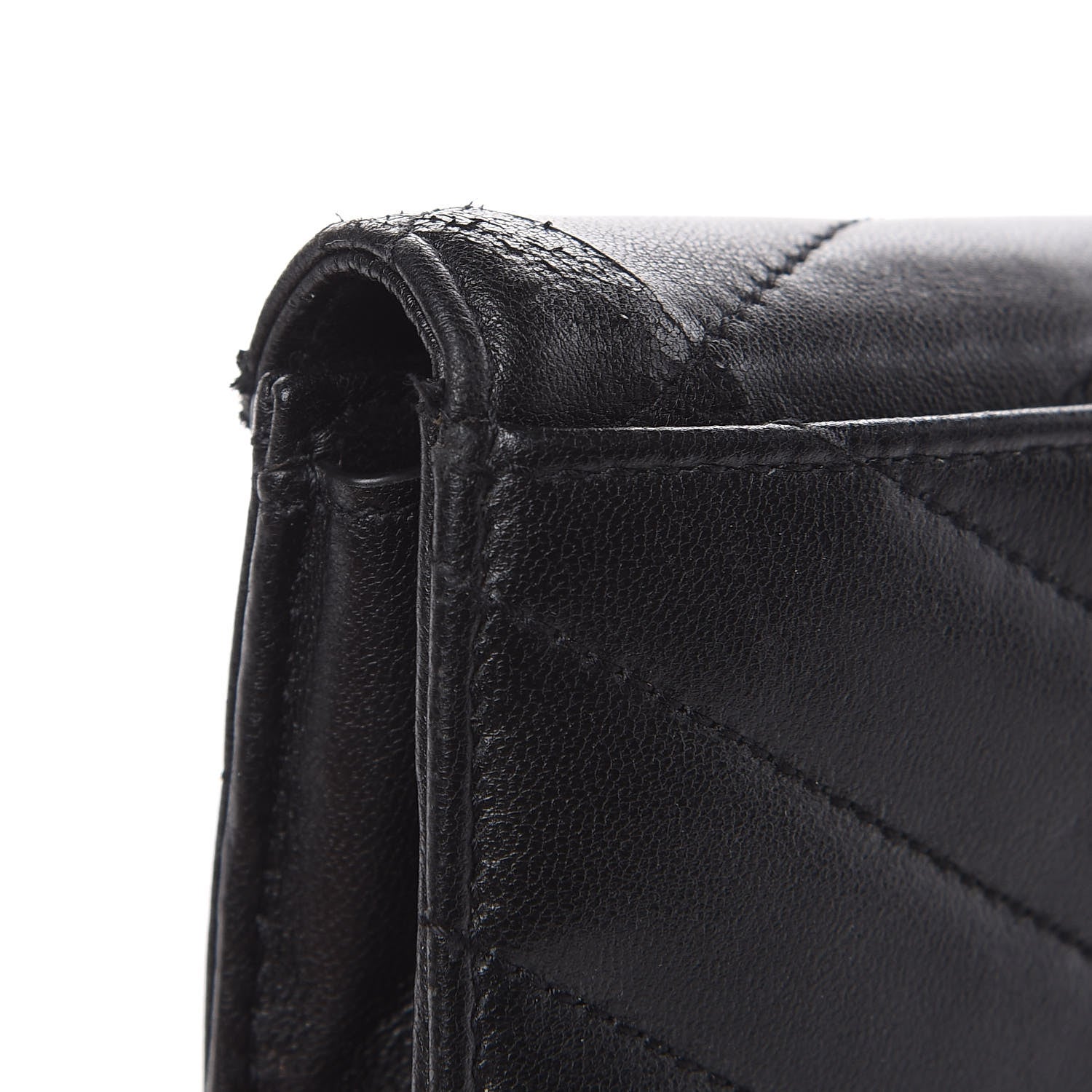 Saint Laurent Lambskin Y Quilted Monogram Small Loulou Envelope Wallet Black 11 of 14