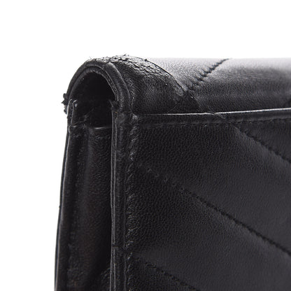 Saint Laurent Lambskin Y Quilted Monogram Small Loulou Envelope Wallet Black 11 of 14