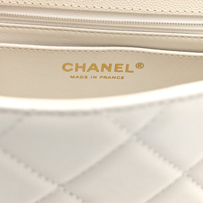 Chanel Shiny Caviar Quilted Small Top Handle Flap White 6 of 10