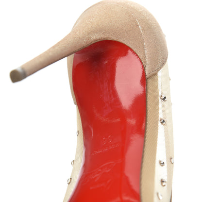 Christian Louboutin Suede Silk Crystal Strass Follies 100 Pumps 38 Light Silk 14 of 15