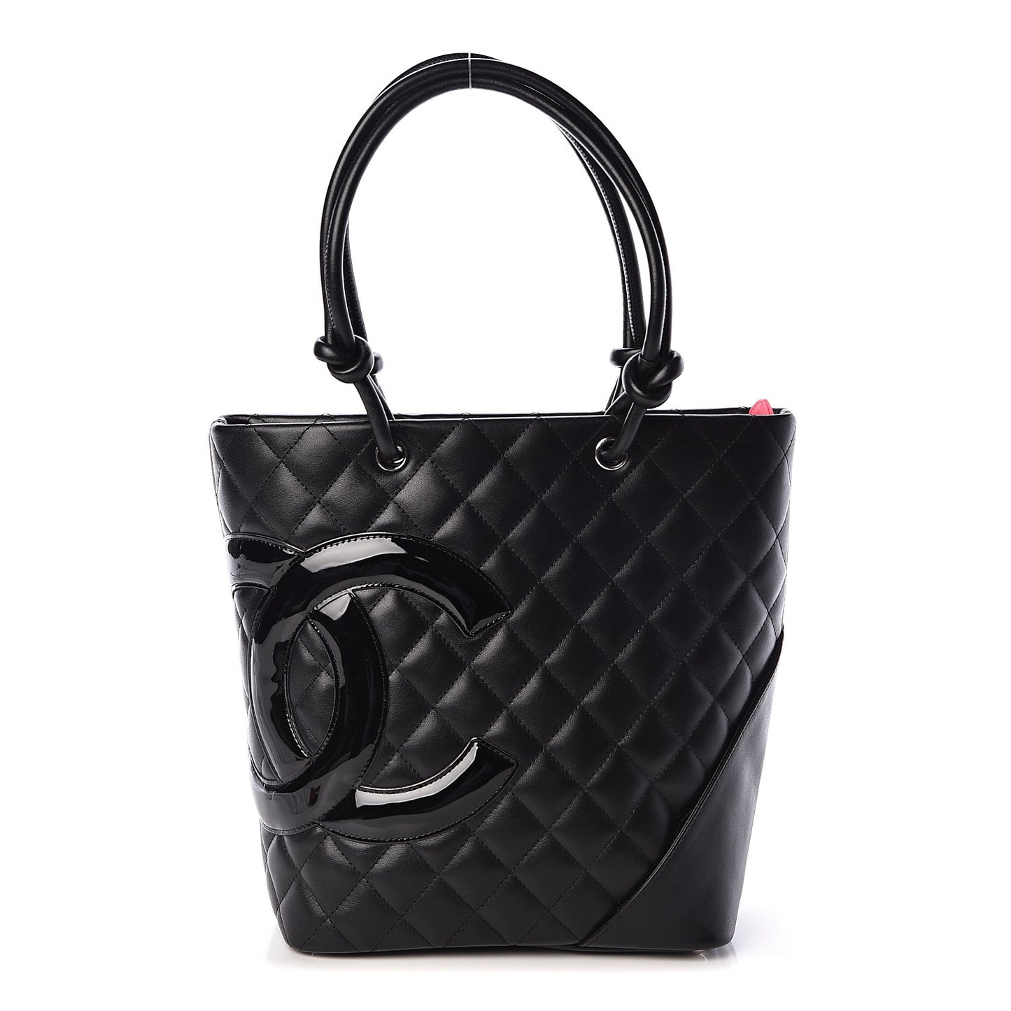 Calfskin Quilted Medium Cambon Tote Black