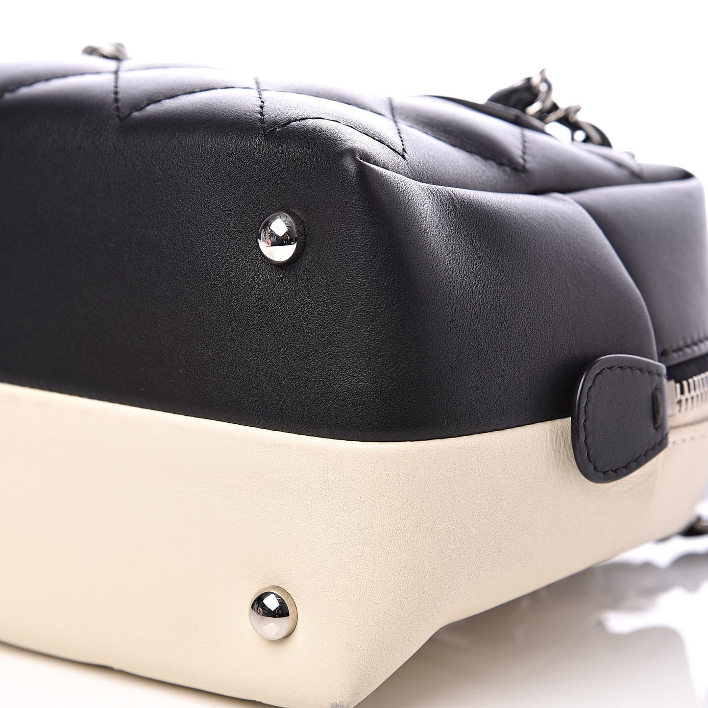 Calfskin Quilted Feather Weight Bowling Bag Black Ivory