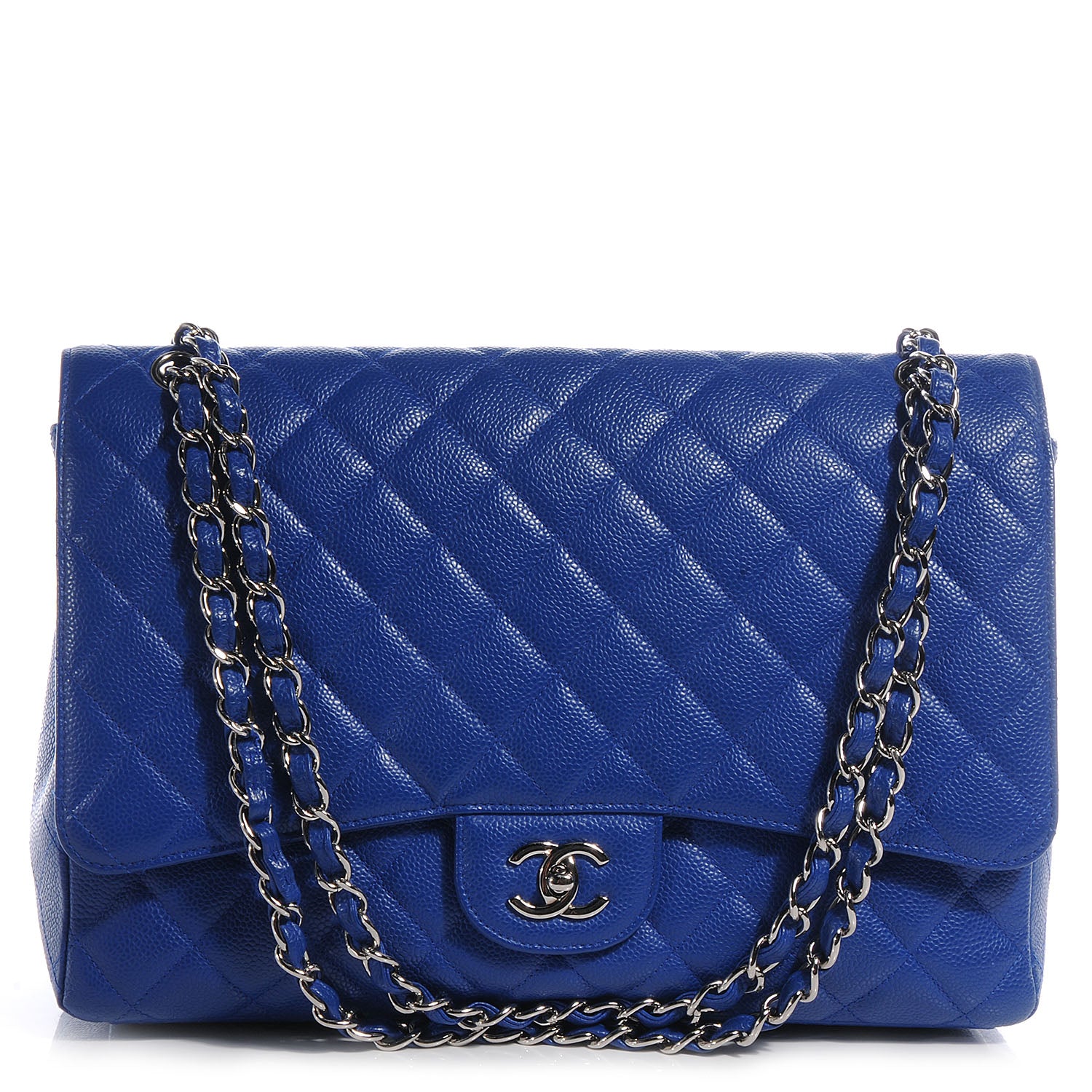 Chanel Caviar Maxi Single Flap Blue Fonce 1 of 10