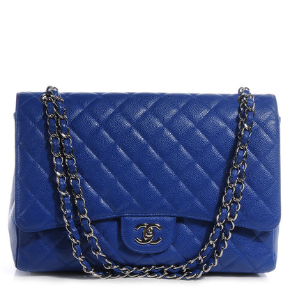 Chanel Caviar Maxi Single Flap Blue Fonce 1 of 10