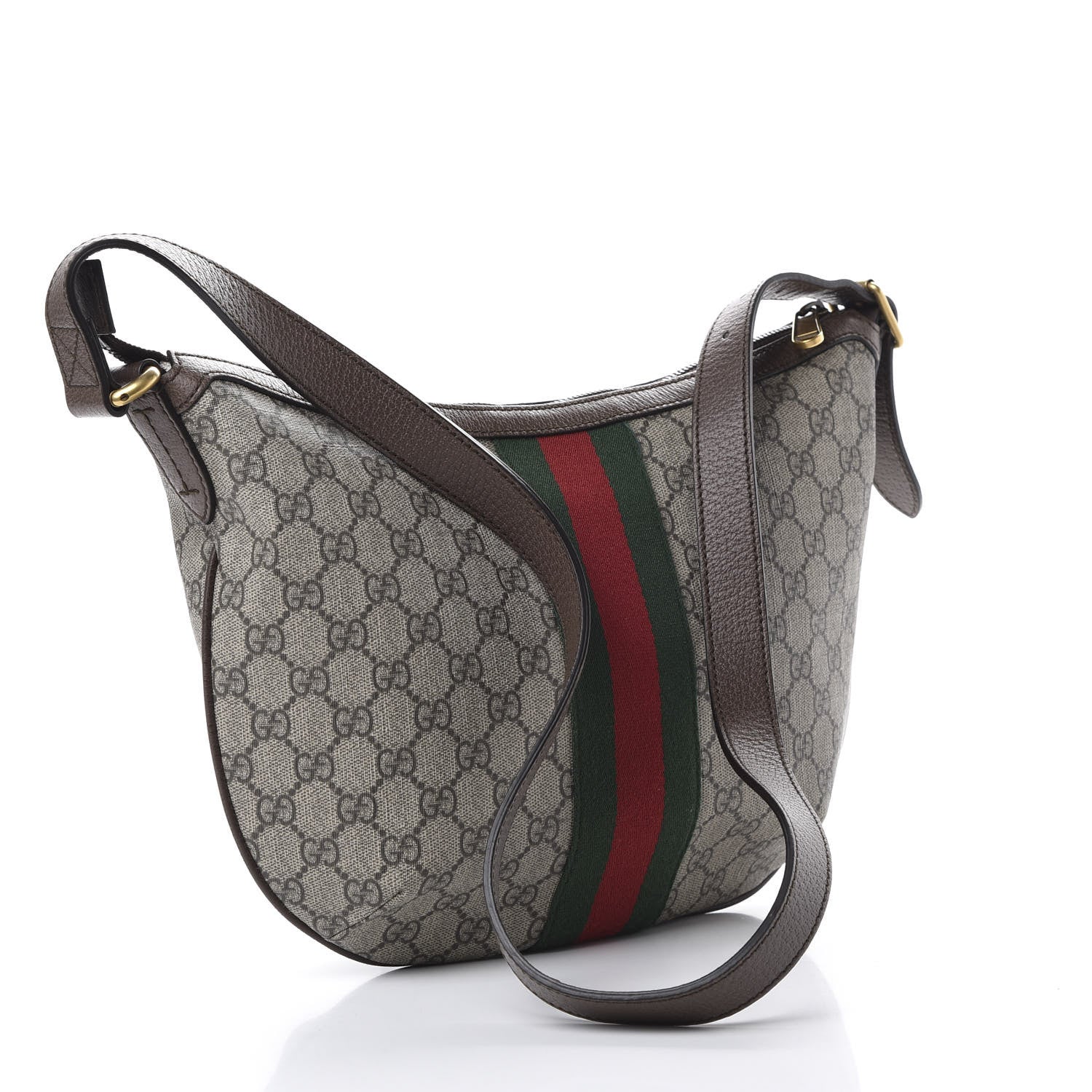 Gucci GG Supreme Monogram Web Small Ophidia Half Moon Hobo Brown 2 of 9