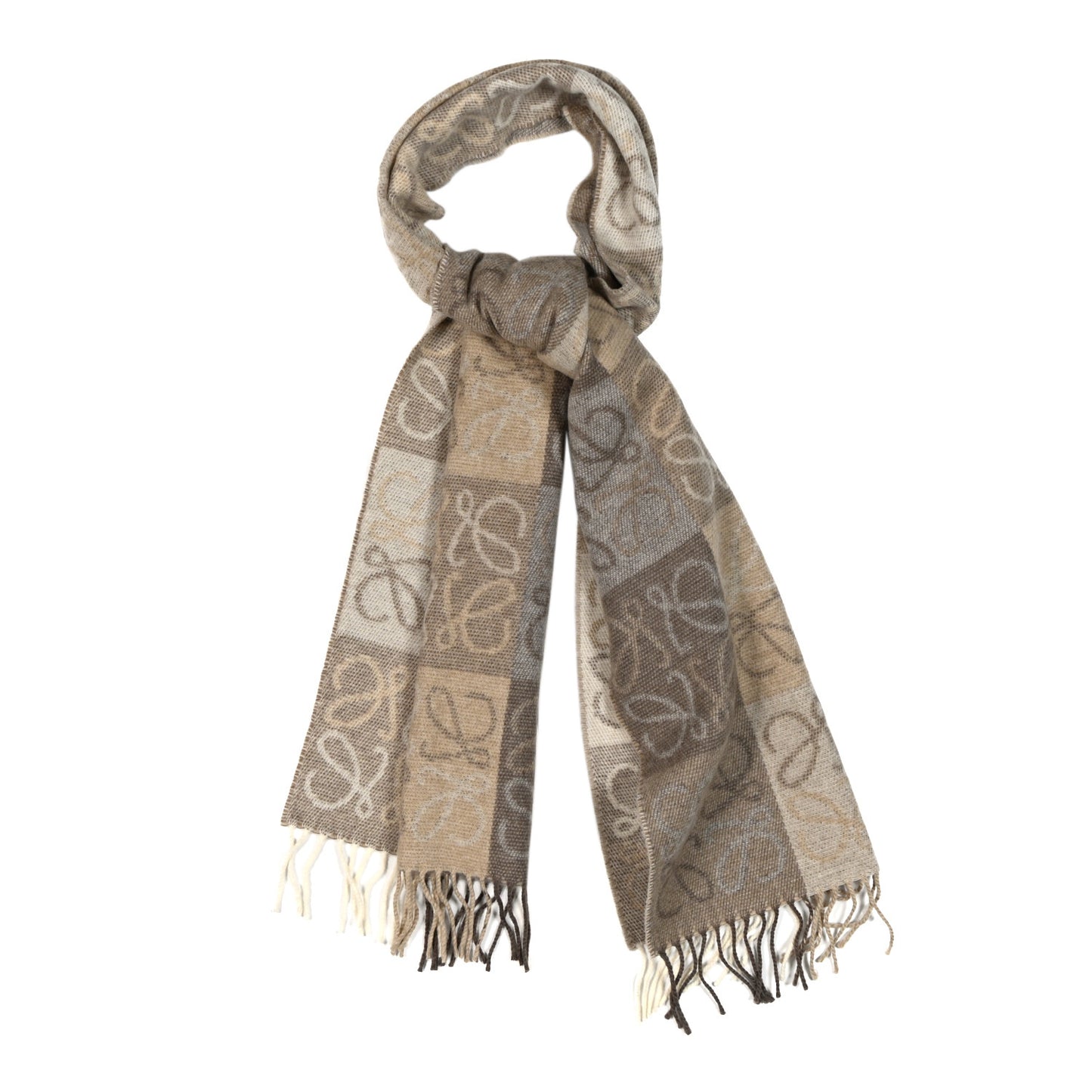 Wool Cashmere Anagram Scarf White Beige