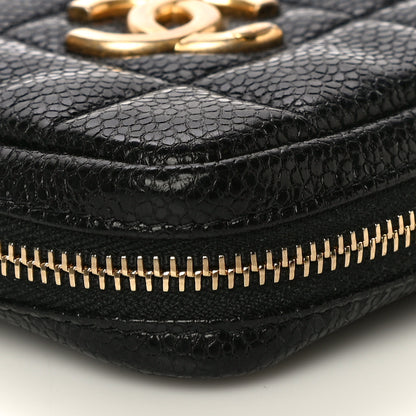 Chanel Caviar Quilted Diamond Coin Purse With Chain Black 10 of 12