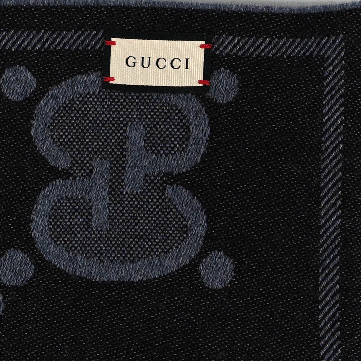 Gucci Wool Jacquard Monogram Jumbo GG Nest Mel Scarf Lead Black 3 of 5