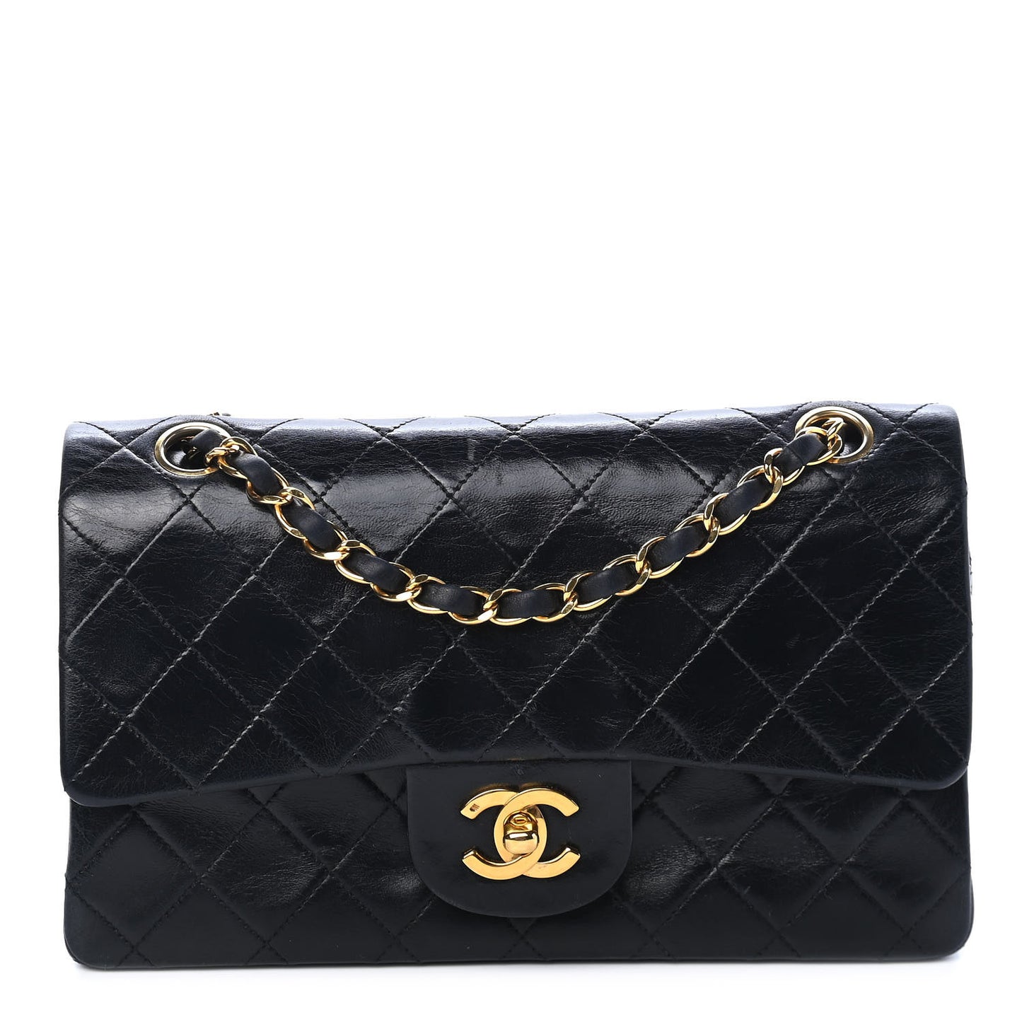 Lambskin Quilted Small Double Flap Black