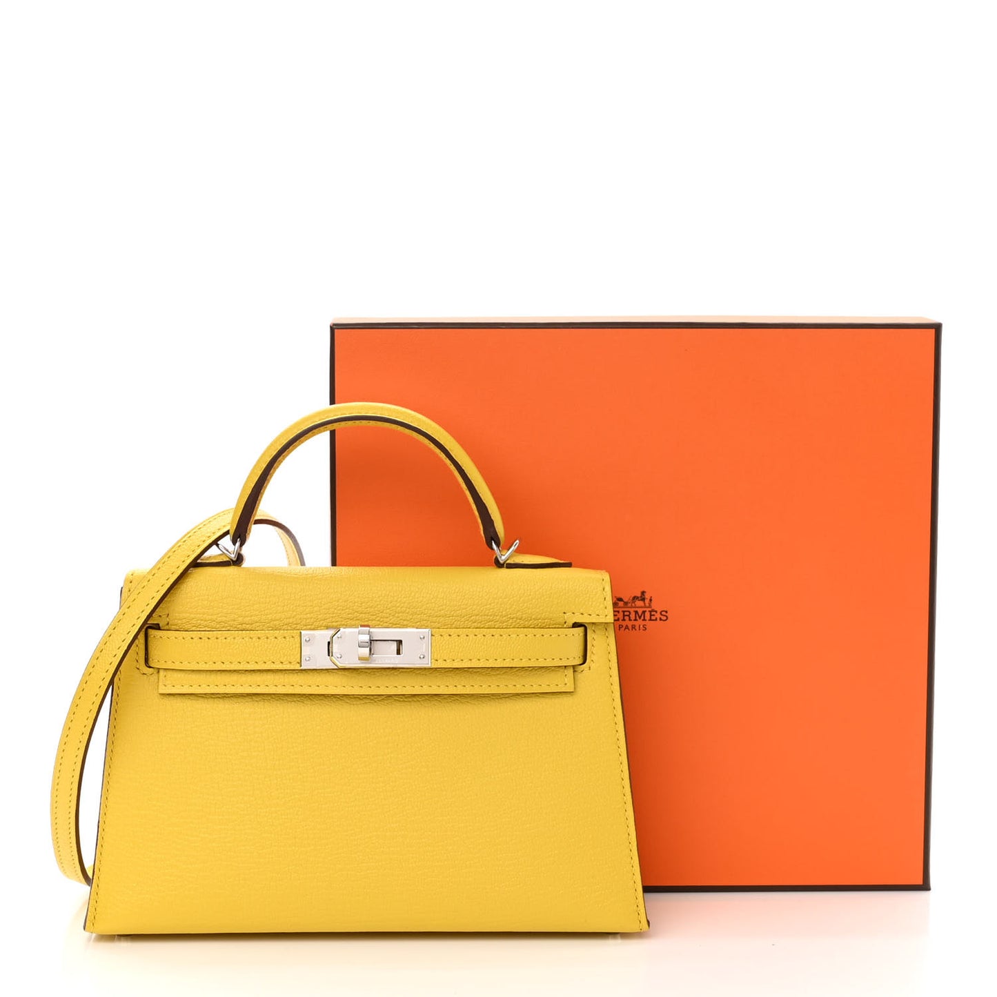 Chevre Mysore Verso Mini Kelly Sellier 20 Jaune De Naples Nata