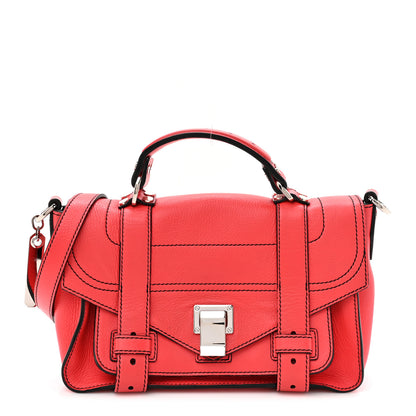 Proenza Schouler Grainy Calfskin Tiny PS1 Satchel Geranium 1 of 14
