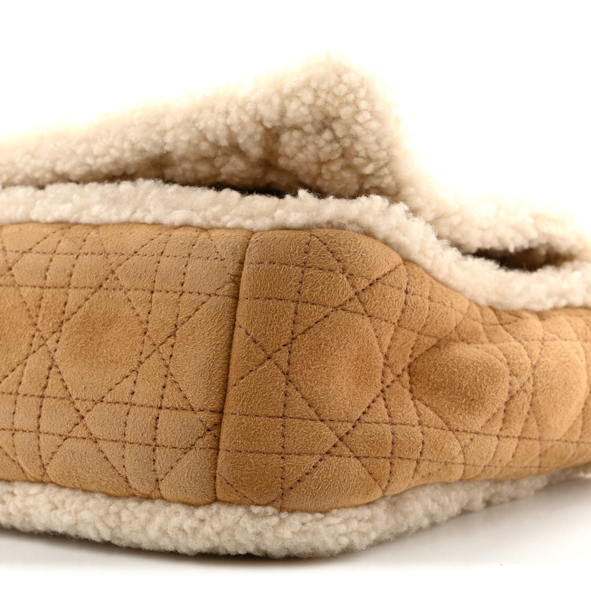 Christian Dior Shearling Cannage Large Caro Bag Camel 9 of 11