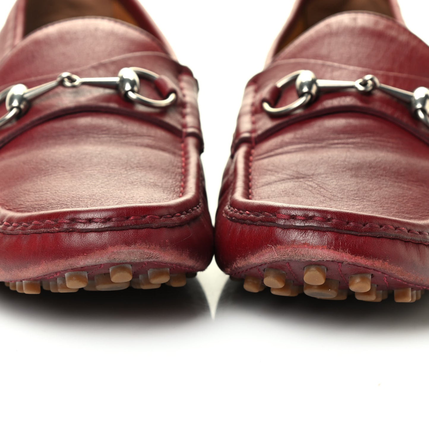 Calfskin Mens Horsebit Driver Loafers 11 Rosso