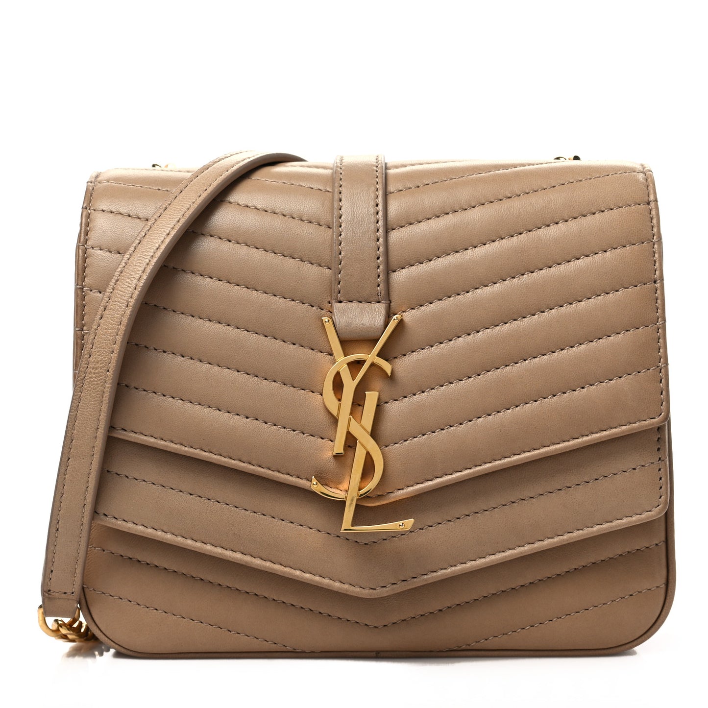 Lambskin Matelasse Chevron Monogram Small Sulpice Bag Sable Beige