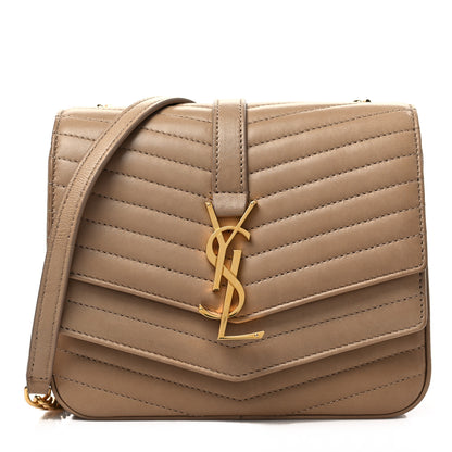 Saint Laurent Lambskin Matelasse Chevron Monogram Small Sulpice Bag Sable Beige 1 of 8