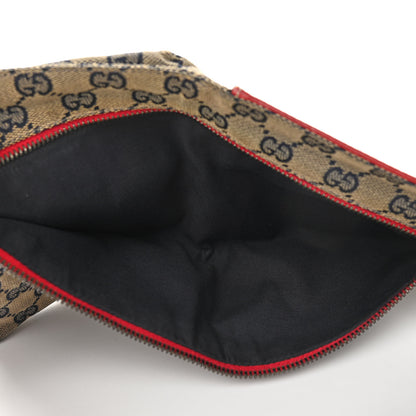 Gucci GG Monogram Web Double Pocket Belt Bag Navy Red 5 of 10