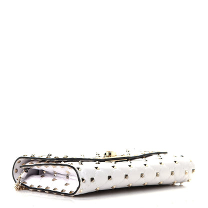 Valentino Garavani Lambskin VLTN Print Rockstud Spike Wallet On Chain White 3 of 5