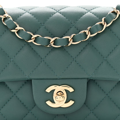 Chanel Lambskin Quilted Mini Rectangular Flap Green 8 of 10