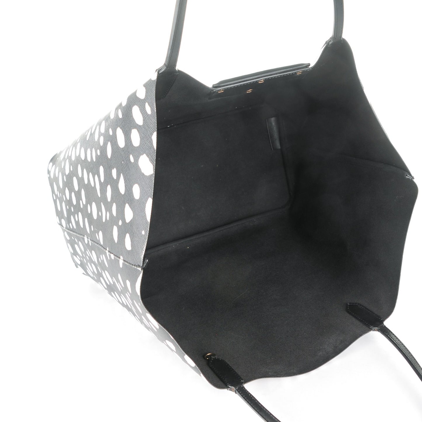 Coated Canvas Dots Print Large Antigona Tote Black White