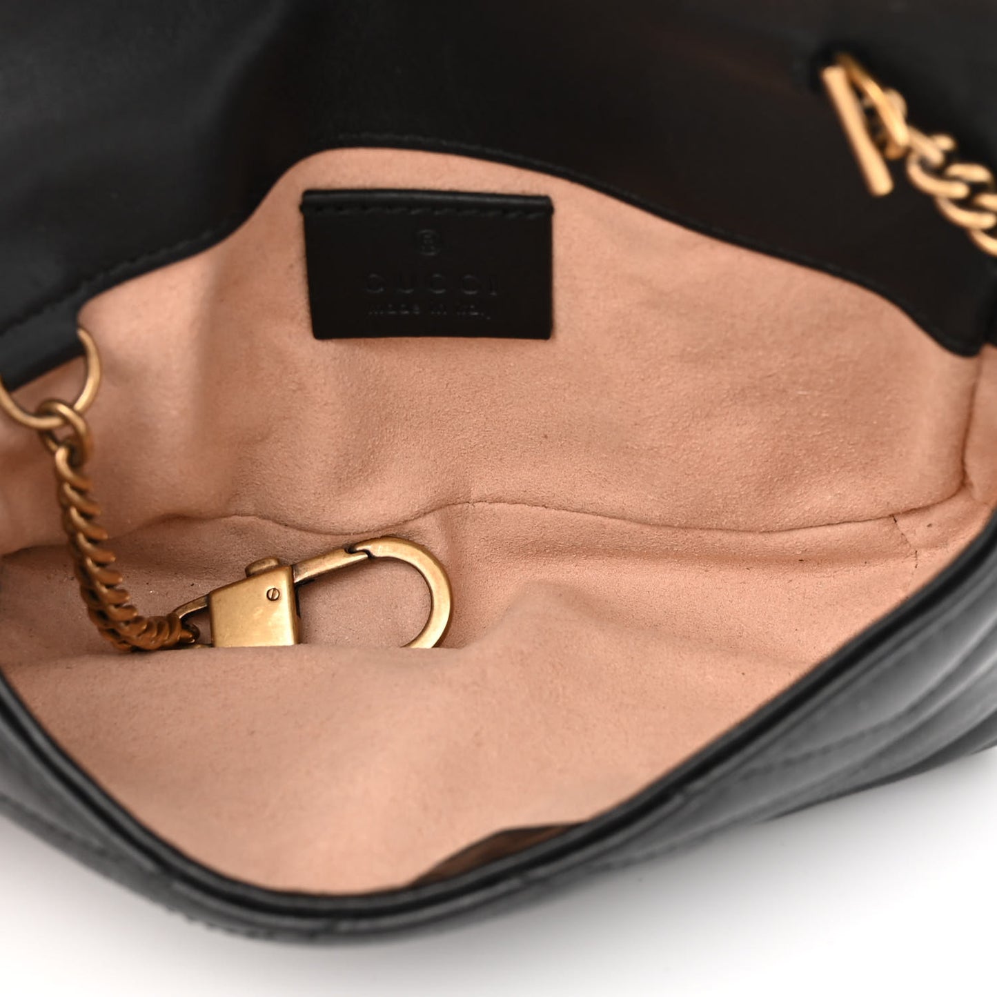 Calfskin Matelasse Super Mini GG Marmont Shoulder Bag Black