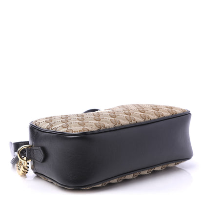 Gucci Monogram Matelasse Diagonal Small GG Marmont Chain Shoulder Bag Beige Black 4 of 11