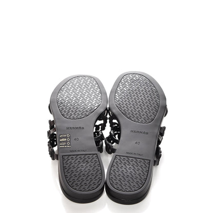 Hermes Rubber Chaine d'Ancre Nude Sandals 40 Black 3 of 8