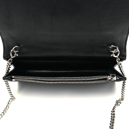 Saint Laurent Calfskin Crocodile Embossed Kate Monogram Tassel Chain Wallet Black 5 of 8