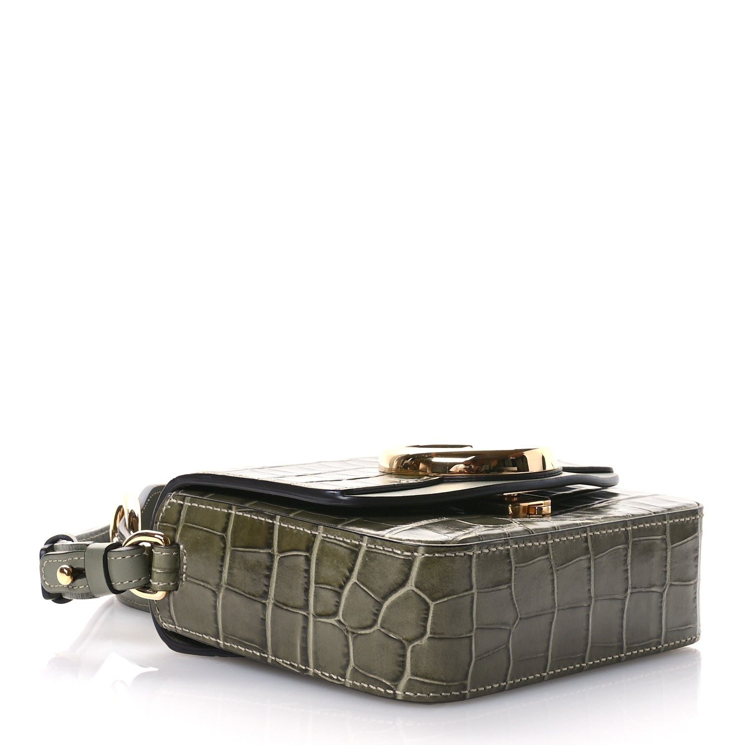 Chloe Calfskin Crocodile Embossed Mini C Double Carry Misty Forest 4 of 10