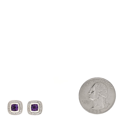 David Yurman Sterling Silver Diamond Amethyst 5mm Petite Albion Earrings 2 of 4
