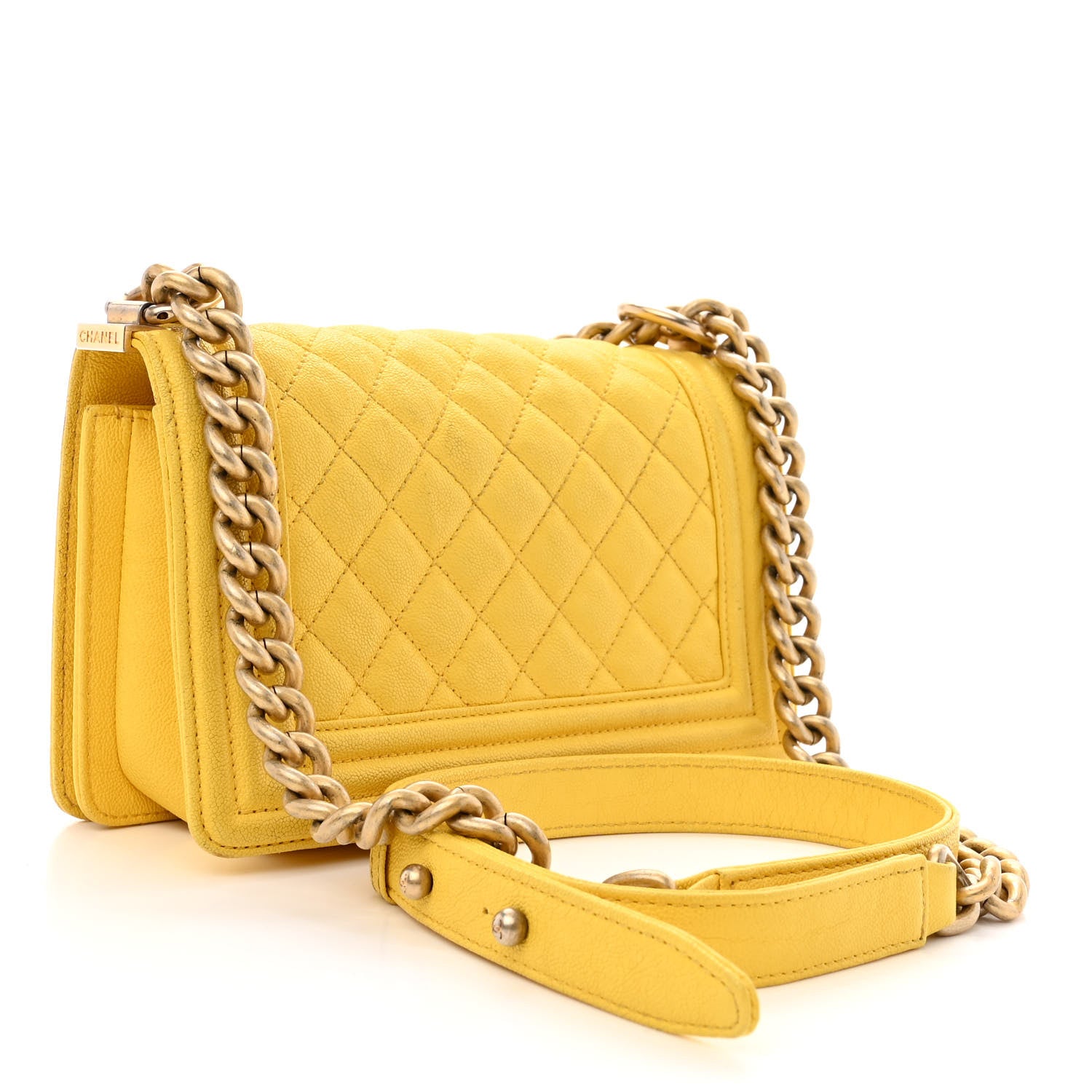 Chanel Caviar Quilted Small Boy Flap Yellow 3 of 17