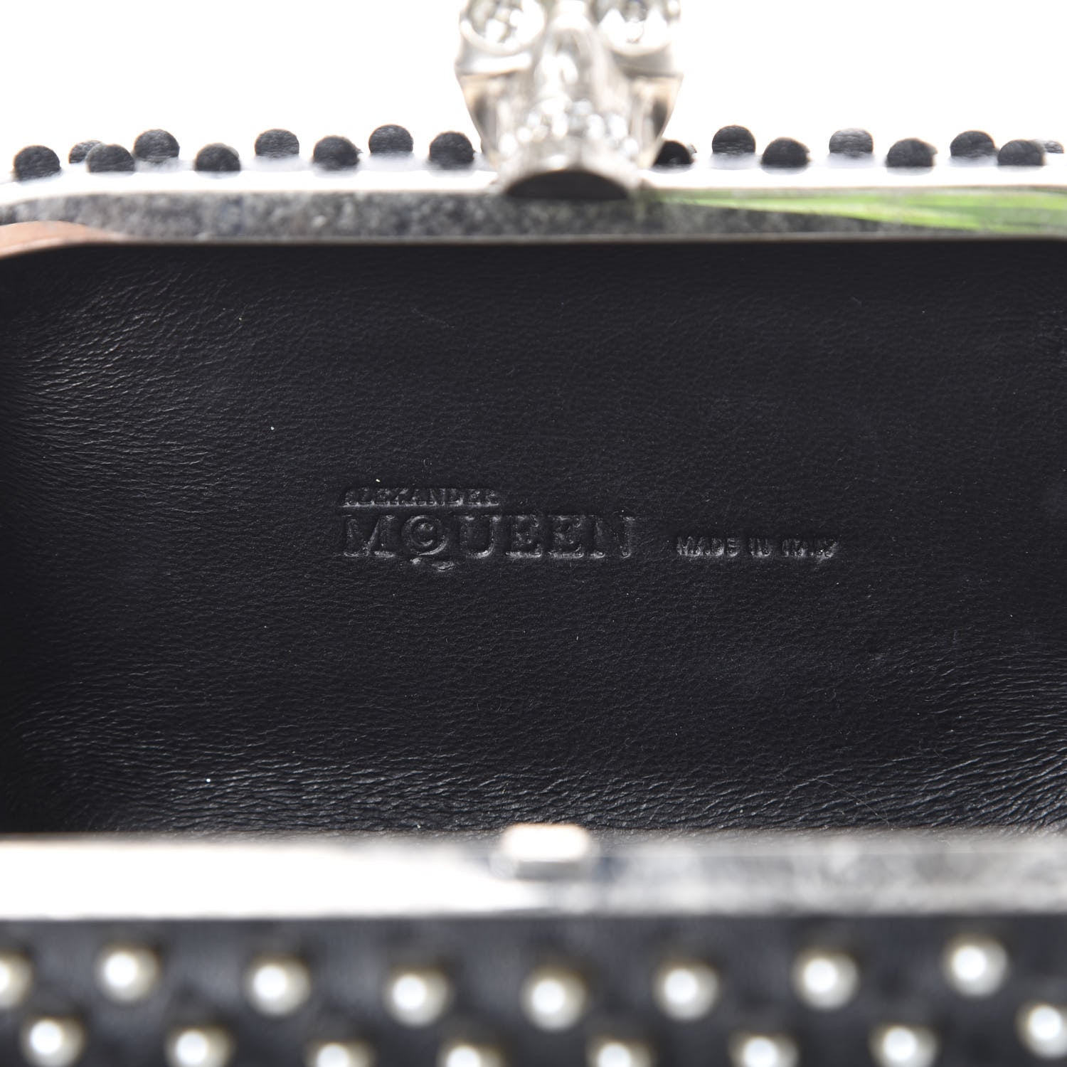 Alexander McQueen Pearl Embellished Calfskin Skull Box Clutch Black 5 of 9