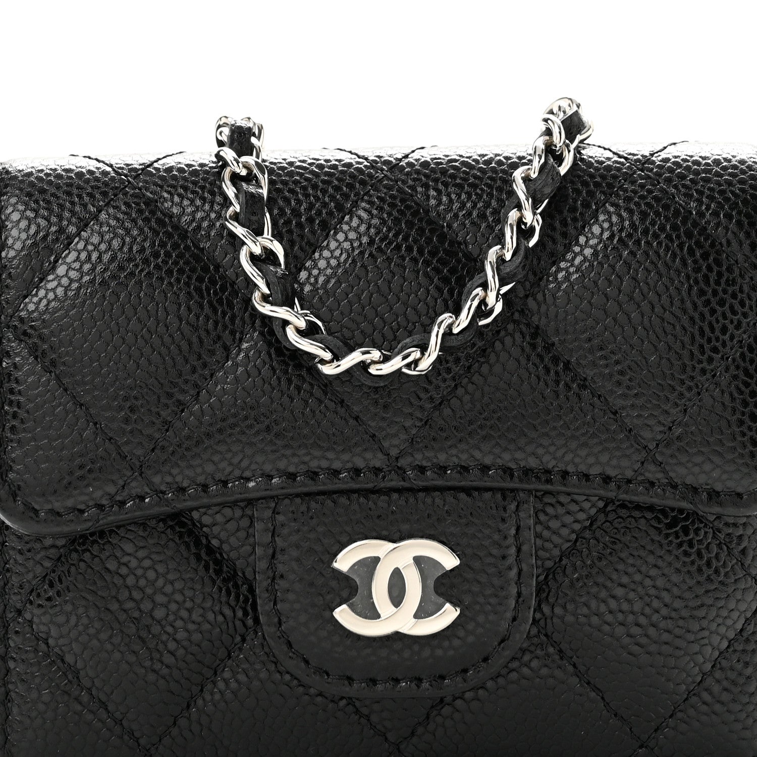 Chanel Caviar Quilted Flap Card Holder On Chain Black 9 of 11