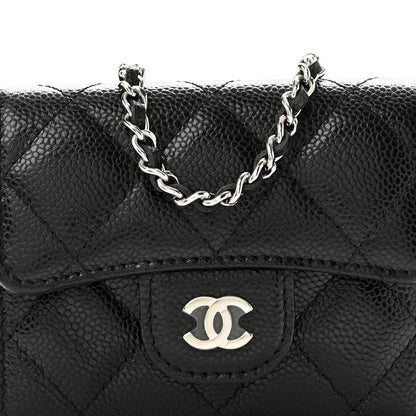 Chanel Caviar Quilted Flap Card Holder On Chain Black 9 of 11