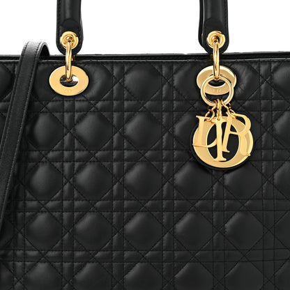Christian Dior CHRISTIAN DIOR Lambskin Cannage Large Lady Dior Black 8 of 10