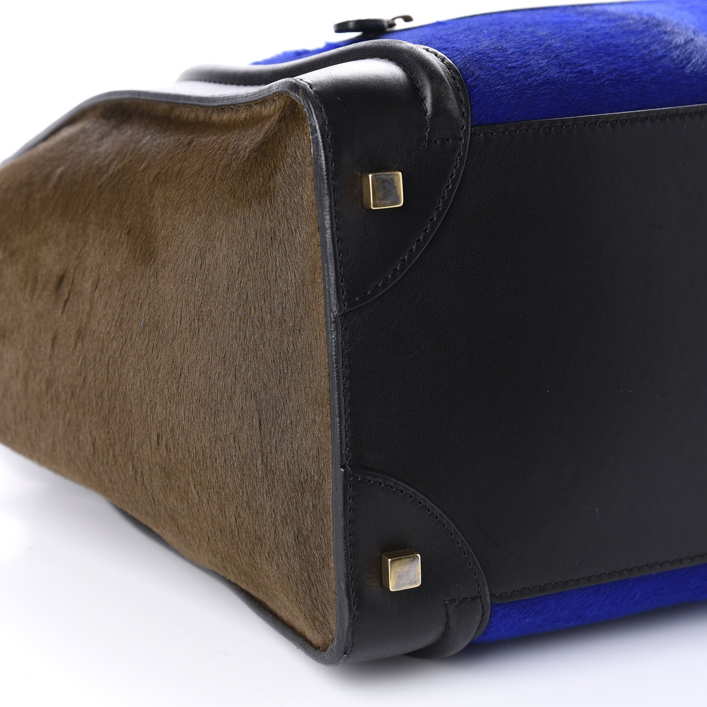 Pony Hair Mini Tri-Color Luggage Royal Blue