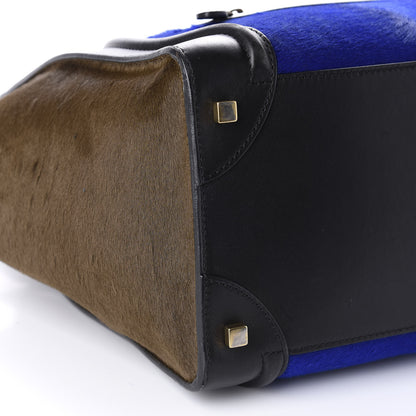 Celine Pony Hair Mini Tri-Color Luggage Royal Blue 6 of 13
