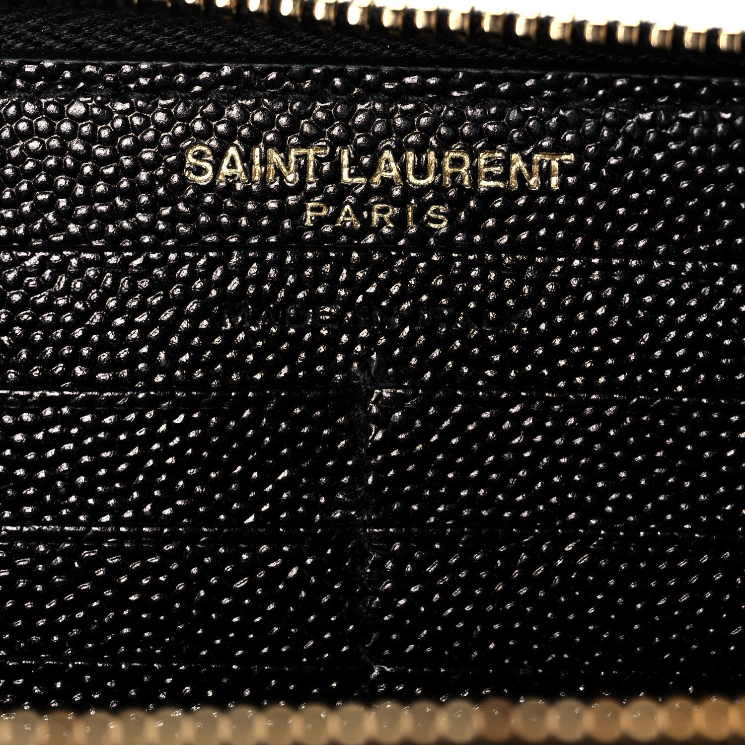 Saint Laurent Grain De Poudre Matelasse Chevron Monogram Zip Around Wallet Black 6 of 12
