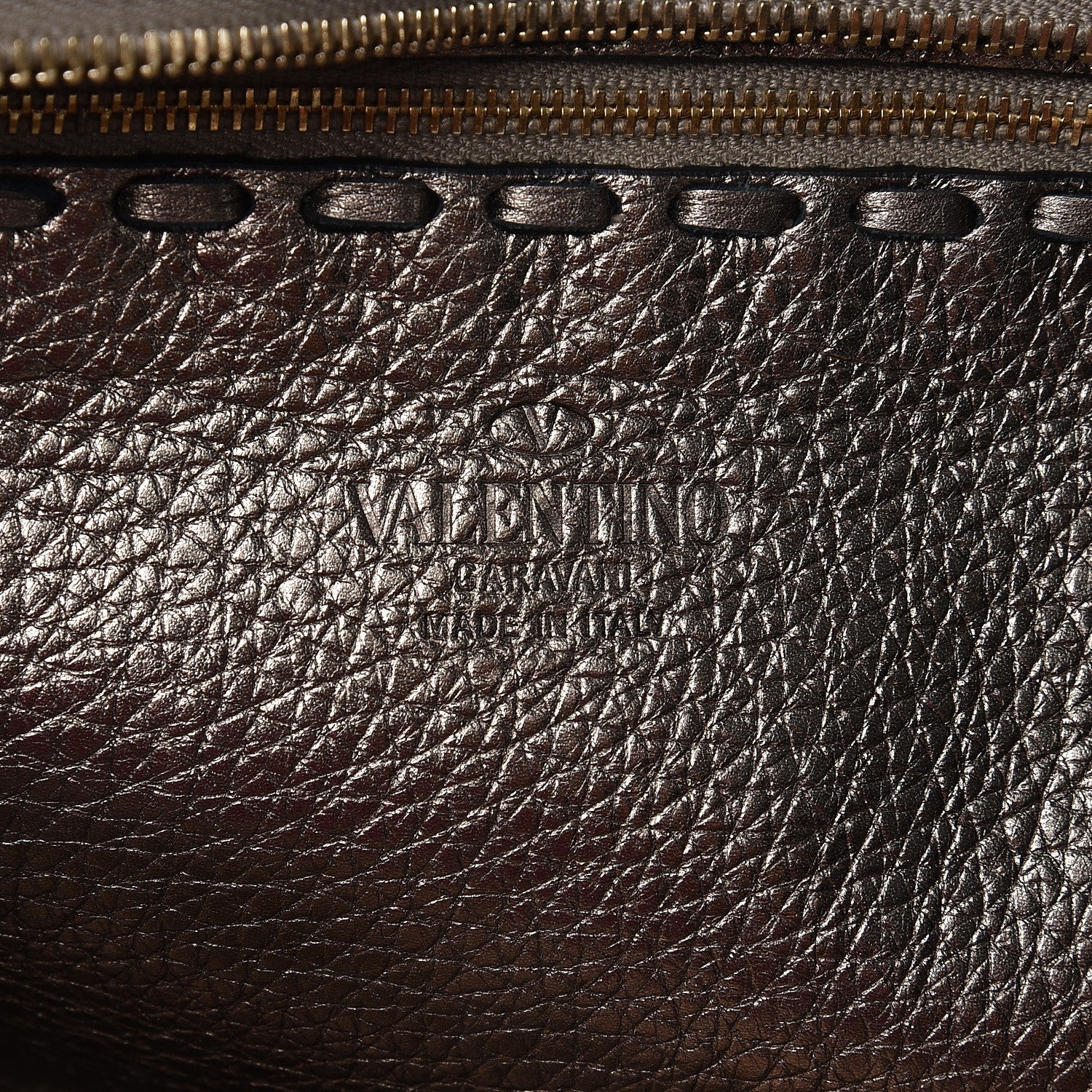 Valentino Garavani Metallic Grained Calfskin C-Rockee Fringe Tote Sasso 6 of 7