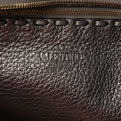 Valentino Garavani Metallic Grained Calfskin C-Rockee Fringe Tote Sasso 6 of 7