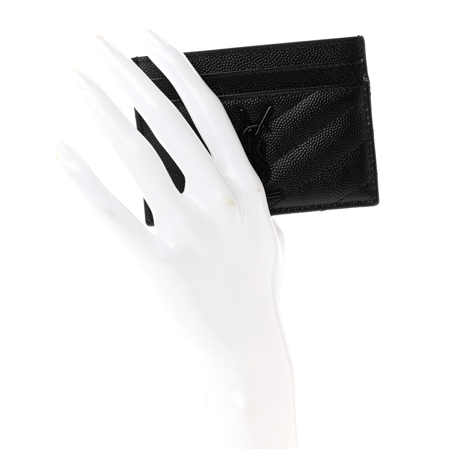 Grain De Poudre Matelasse Chevron Monochrome Monogram Credit Card Case Black