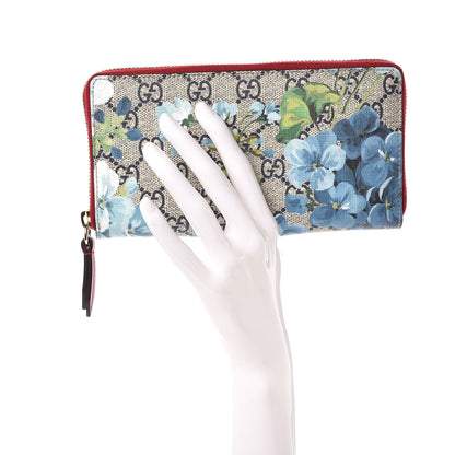 Gucci GG Supreme Monogram Blooms Zip Around Wallet Blue 2 of 7