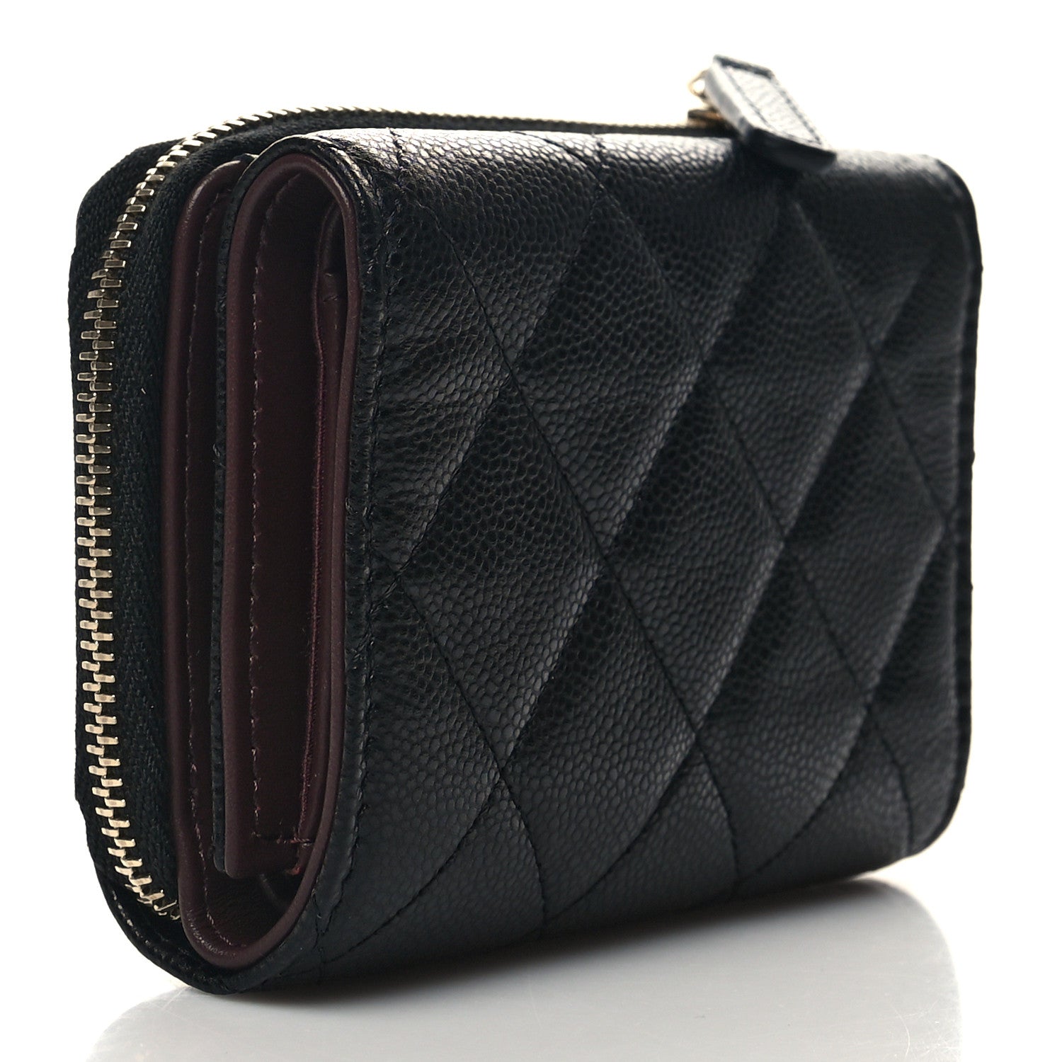 Chanel Caviar Quilted CC Zip Compact Trifold Wallet Black 3 of 11