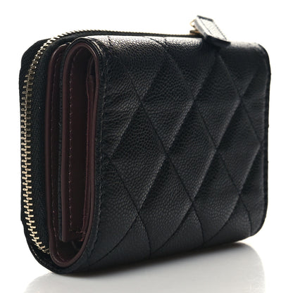 Chanel Caviar Quilted CC Zip Compact Trifold Wallet Black 3 of 11