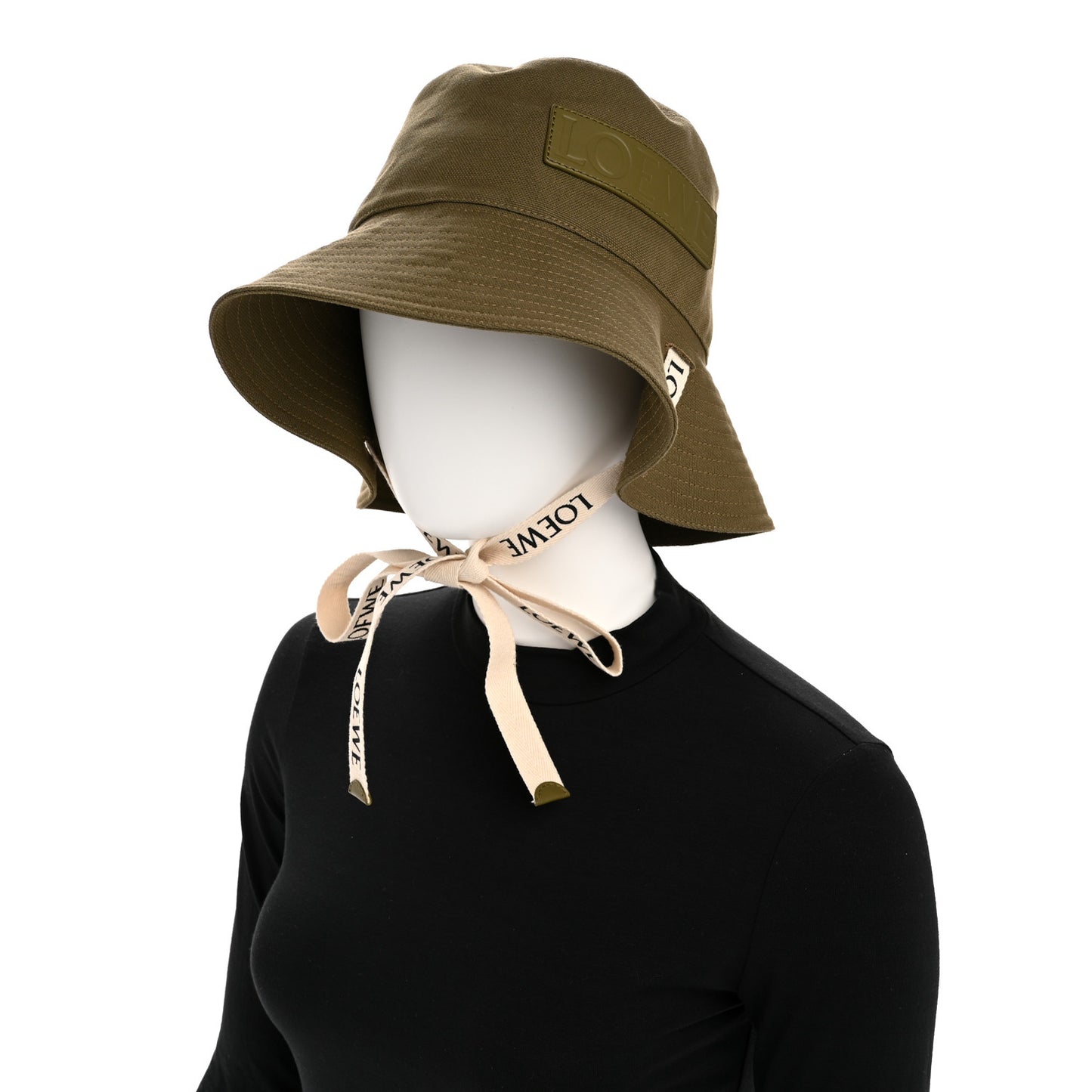 Canvas Calfskin Fisherman Bucket Hat 58 Military Green