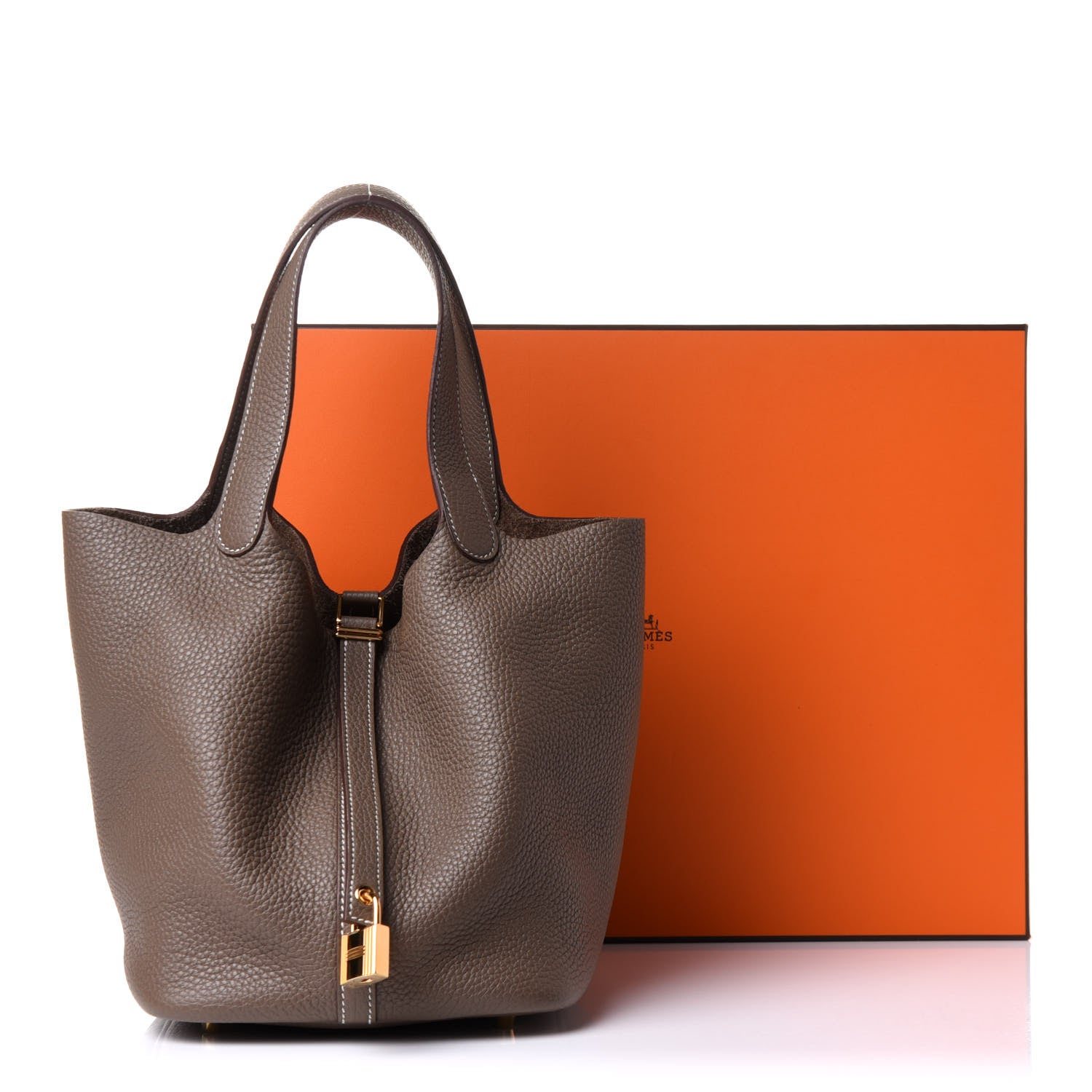Hermes Taurillon Clemence Picotin Lock 22 MM Etoupe 12 of 12