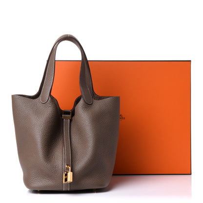 Hermes Taurillon Clemence Picotin Lock 22 MM Etoupe 12 of 12